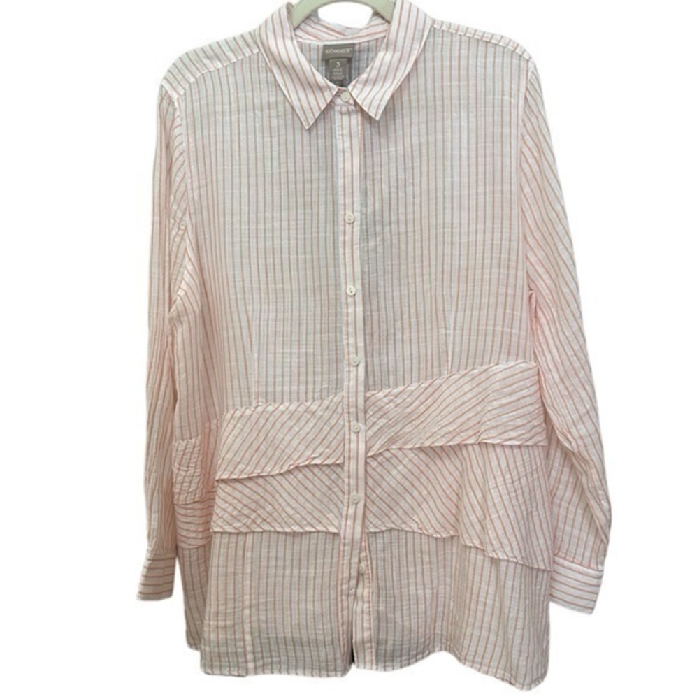 Cotton Striped Top, L-Xl Chicos Size 3